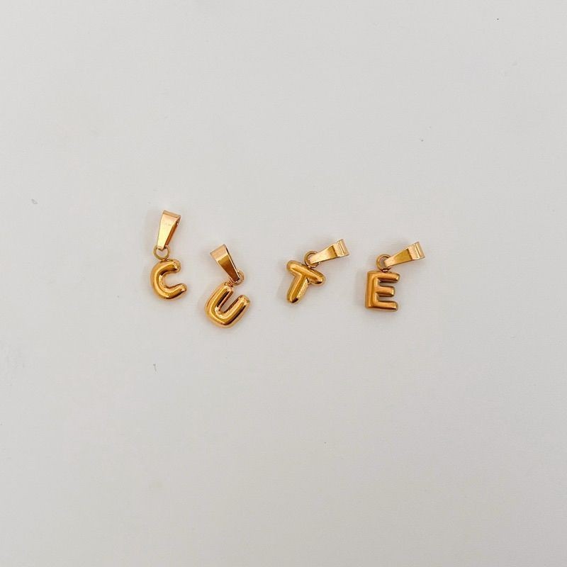 Stainless steel puff bubble letter initial pendant/ gold letter pendant jewellery accessories necklace alphabet letter