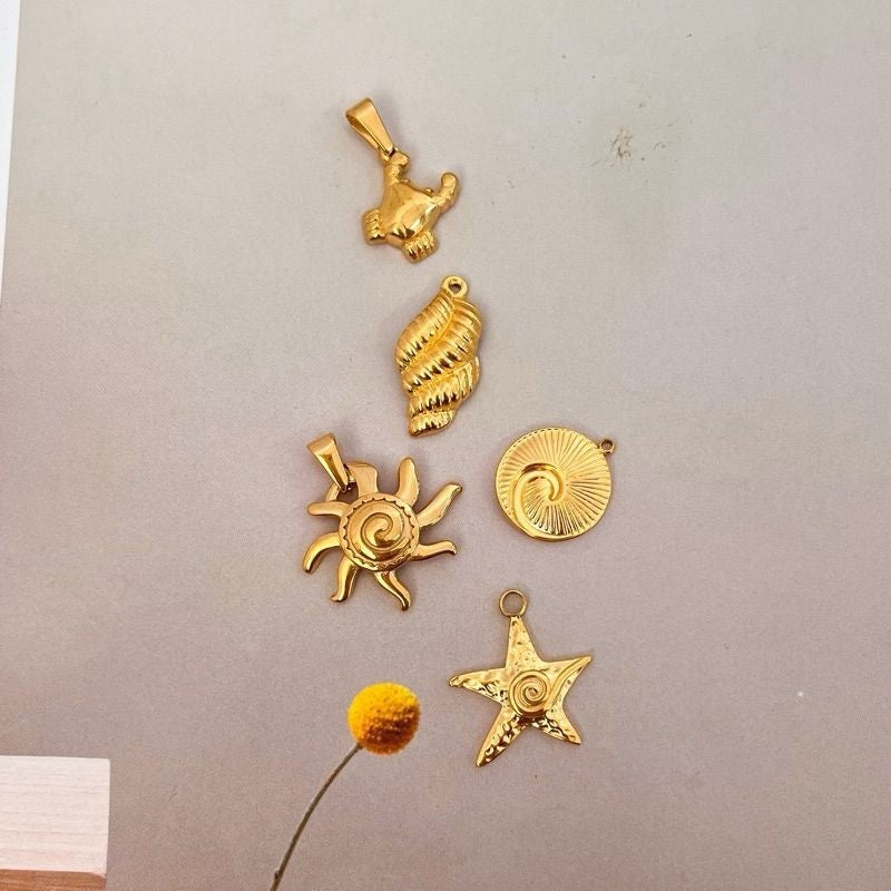 Stainless steel sea beach pendant/ gold starfish shell mermaid tail seahorse pendant for jewellery diy necklace bracelet