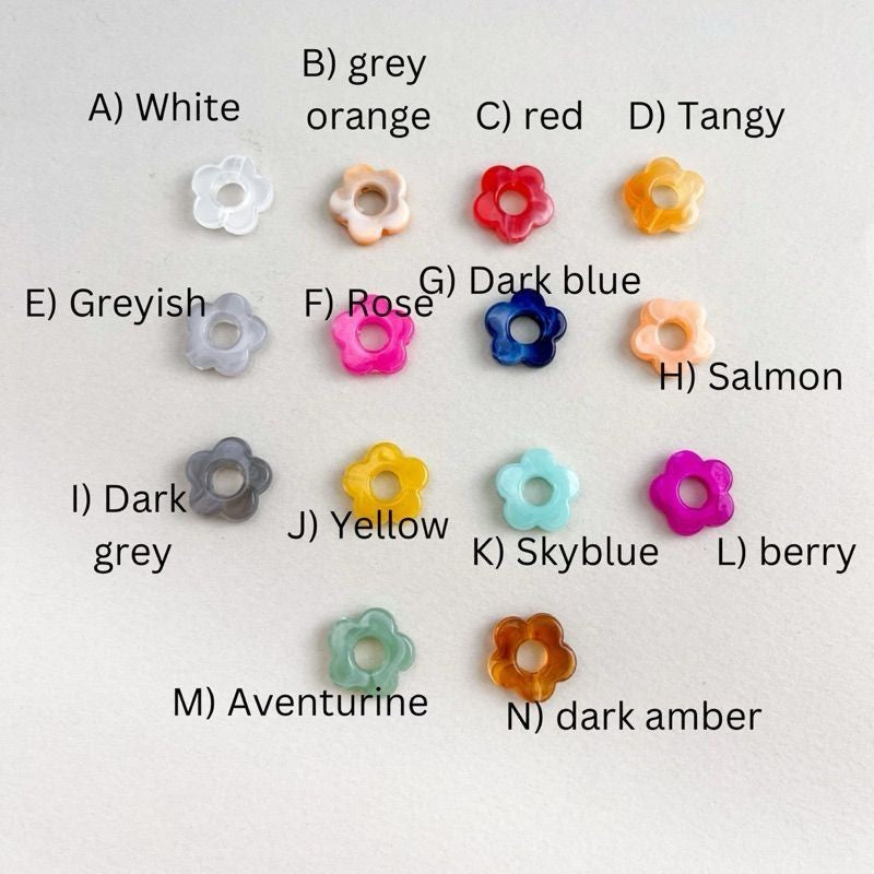 Arcylic flower pendant beads 10pcs per pack/ Colourful flower for diy jewellery
