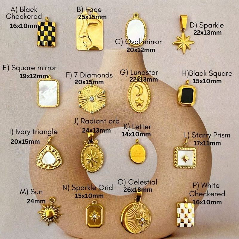 Stainless steel moon star pendant in gold/ opal shell pendant diy jewellery accessories pendant for necklace bracelet