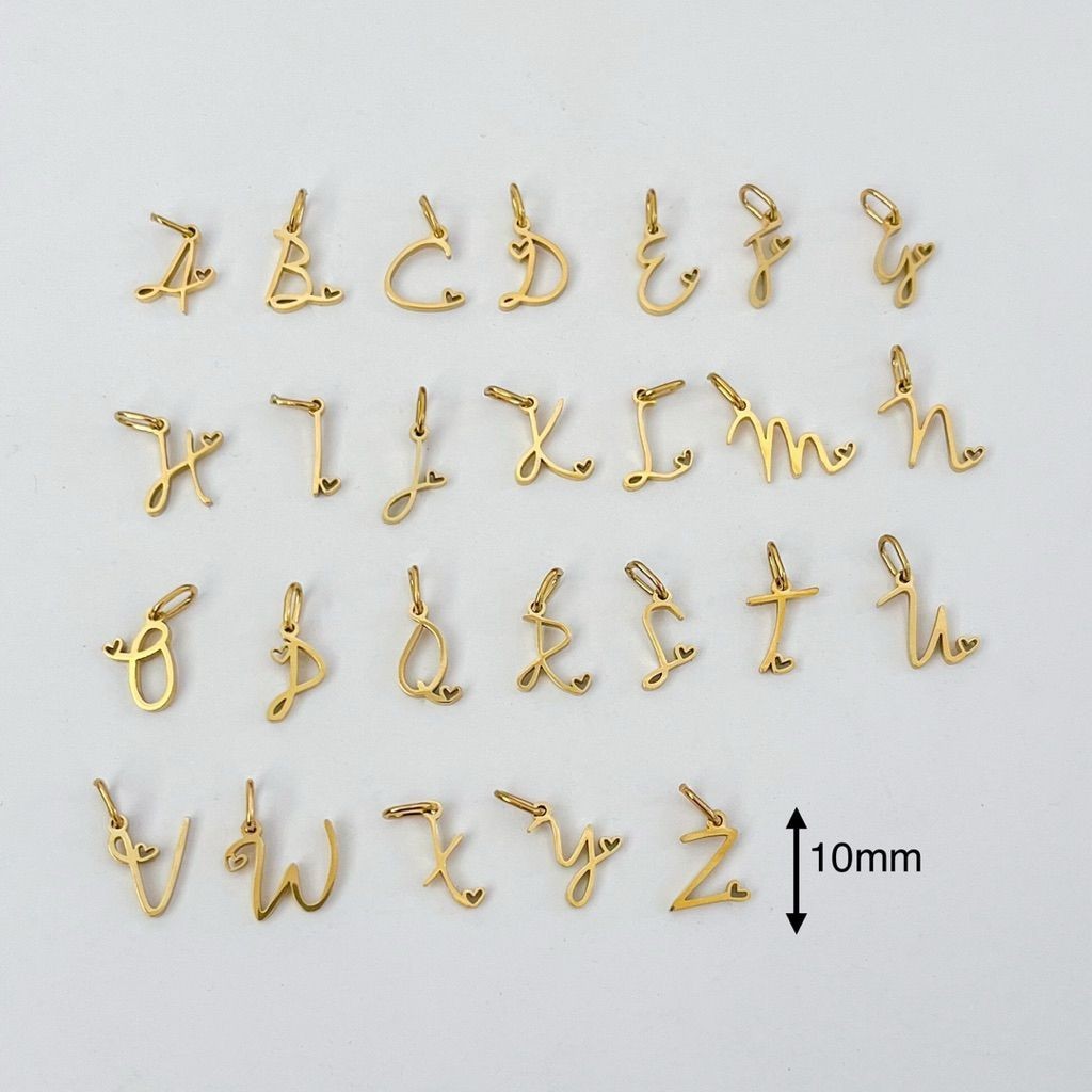 Cursive letter initial charms/ stainless steel alphabet pendants/ diy jewellery letter necklace bracelet