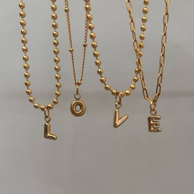 Stainless steel puff bubble letter initial pendant/ gold letter pendant jewellery accessories necklace alphabet letter