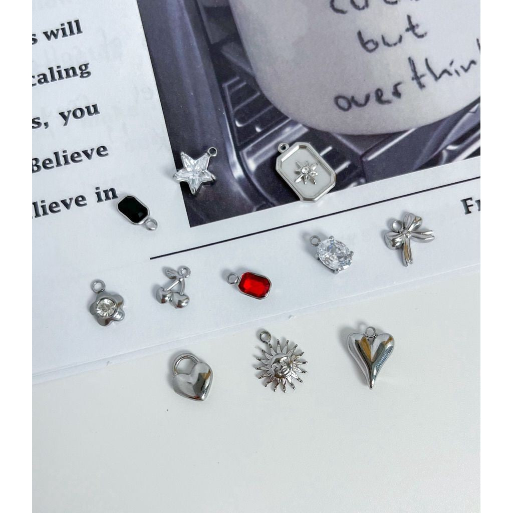 Stainless steel pendant 1 pc/ love butterfly sun diamond star pink blue yellow green red black teddy for necklaces