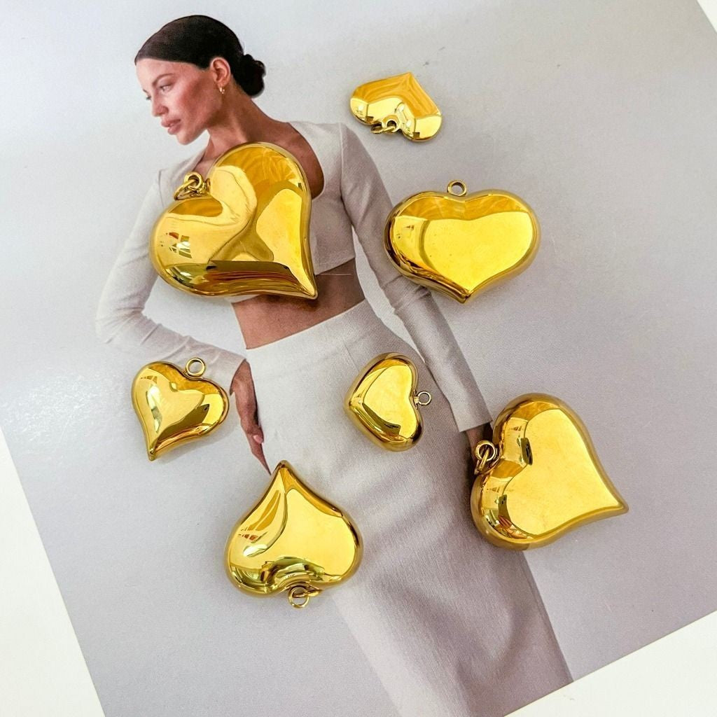 Big love stainless steel gold pendant / DIY pendant jewellery heart shaped love gemok pendant love necklace diy