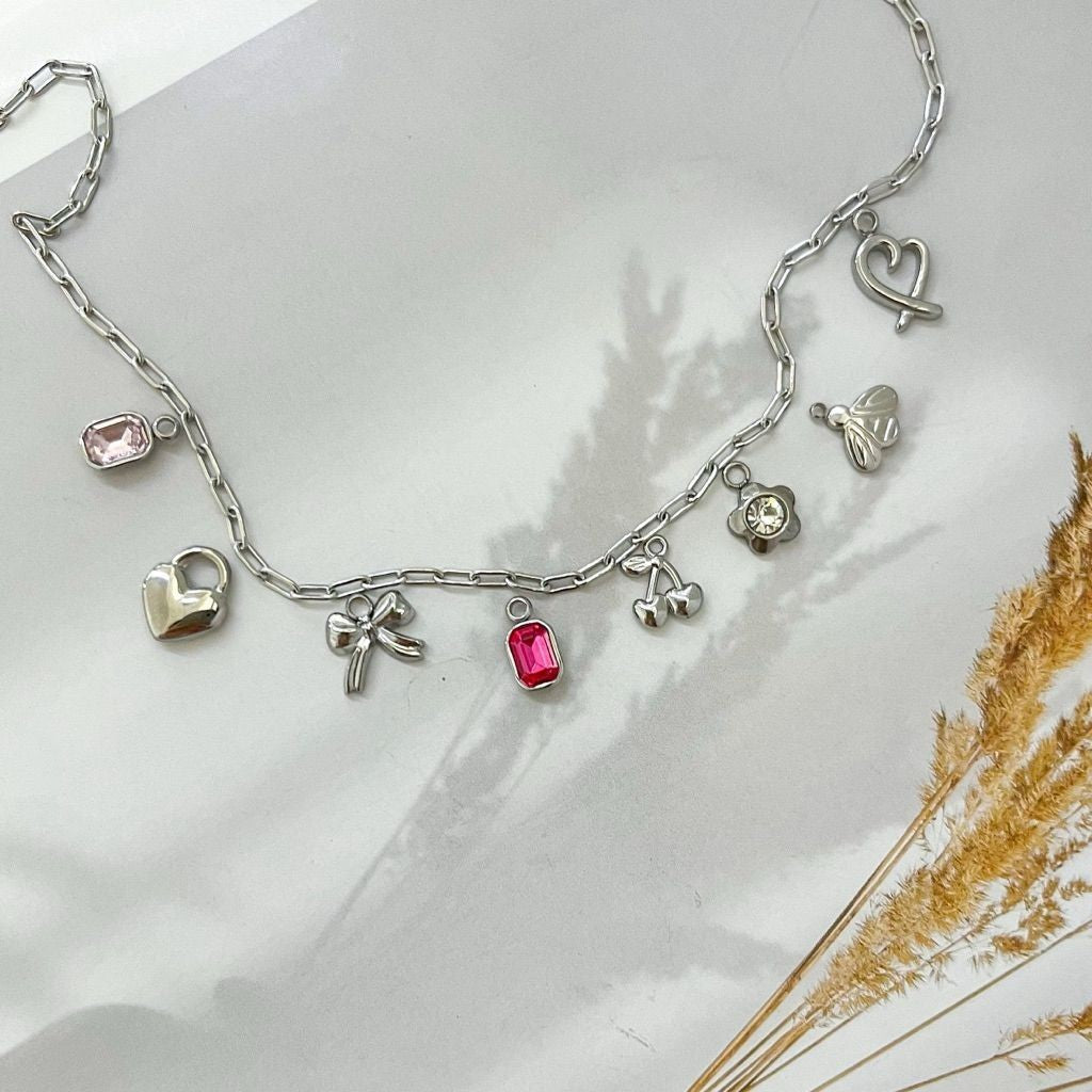 Stainless steel pendant 1 pc/ love butterfly sun diamond star pink blue yellow green red black teddy for necklaces