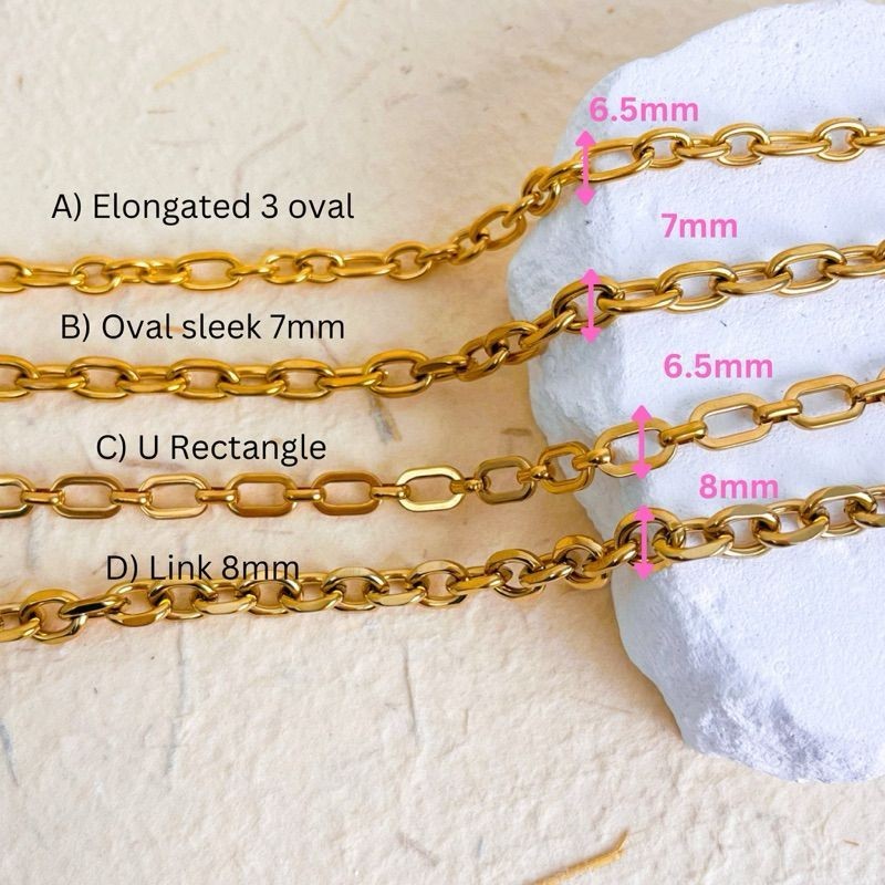 [DIY Chain] Stainless steel thick Elongated 3 oval chain for diy/ gold chain