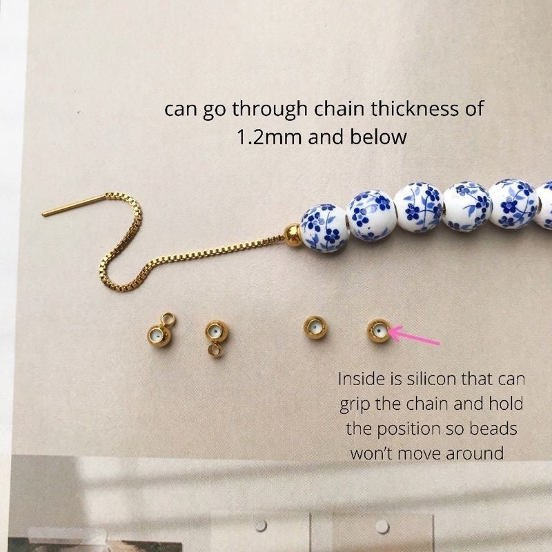 Stainless steel position beads stopper 4mm 1 pc/ silicon beads diy jewellery bracelet necklace gold pendant