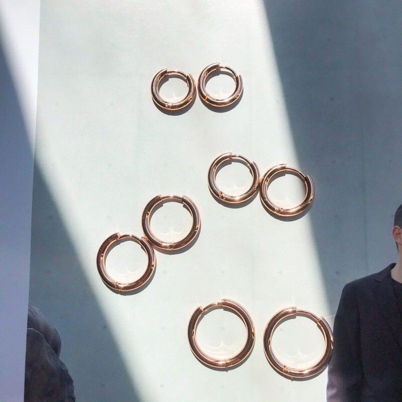 Stainless steel huggies 2.5mm thickness 1 pair/ Stainless steel colour and Rosegold/ Tarnish Resistant PVD coating