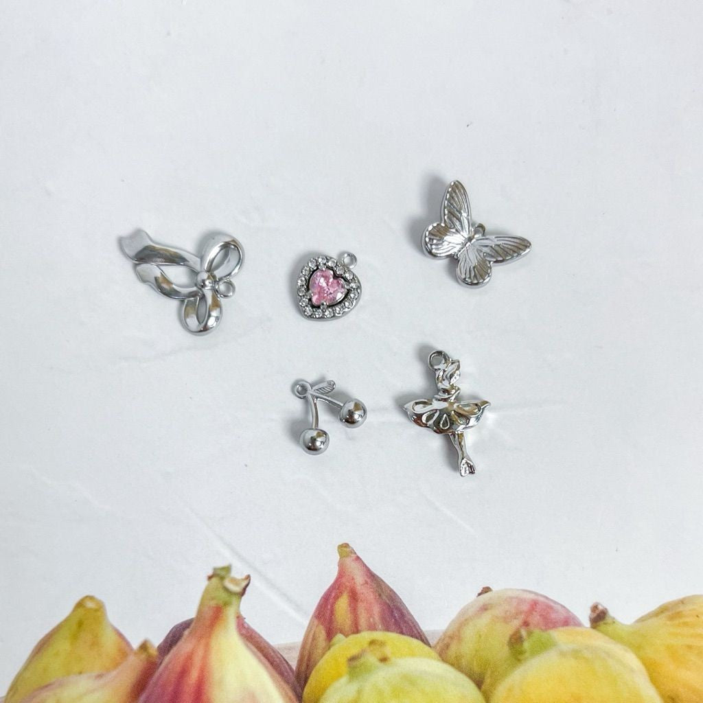 Stainless Steel Pendant 1 pc/ love pink blue ribbon infinity boot lock flower for necklaces and bracelets