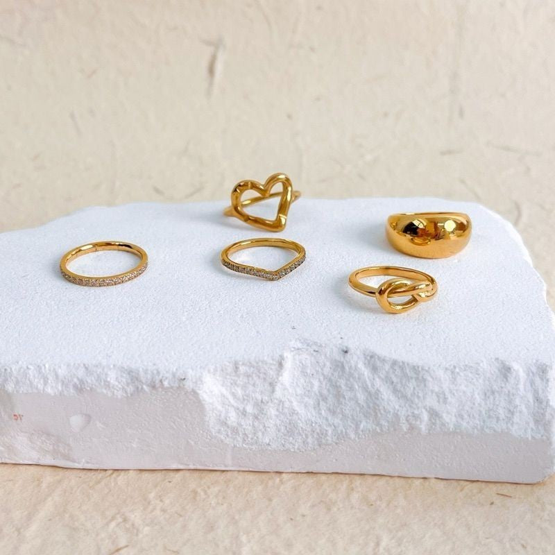Stainless steel ring plain chunky zirconia stone gold ring silver ring/ Diamond ring