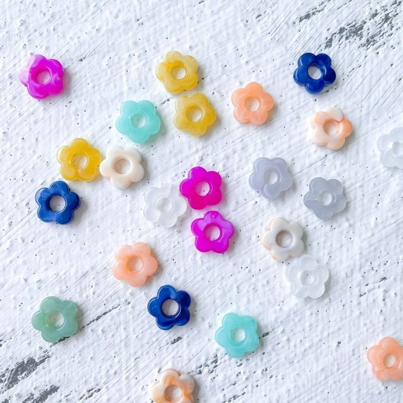 Arcylic flower pendant beads 10pcs per pack/ Colourful flower for diy jewellery