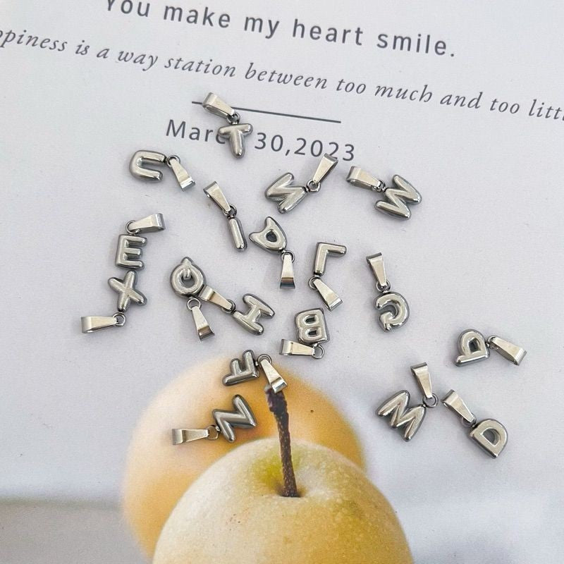 Stainless steel puff bubble letter initial pendant/ gold letter pendant jewellery accessories necklace alphabet letter