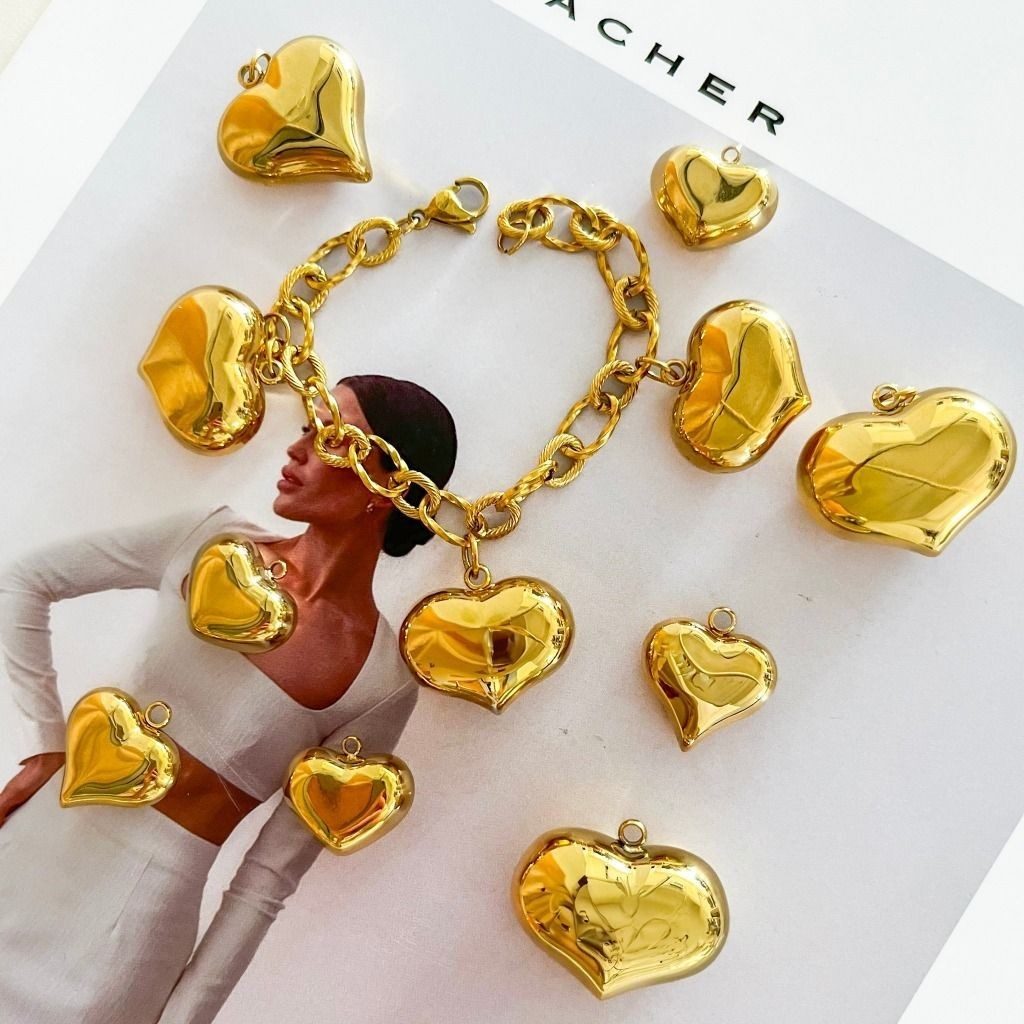 Big love stainless steel gold pendant / DIY pendant jewellery heart shaped love gemok pendant love necklace diy