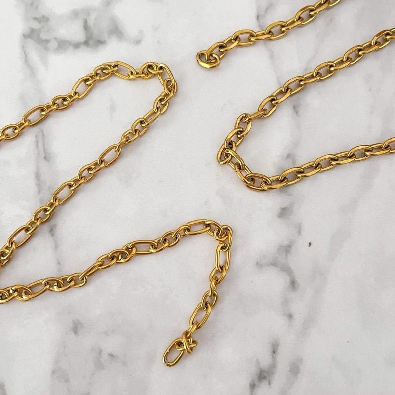 [DIY Chain] Stainless steel thick Elongated 3 oval chain for diy/ gold chain