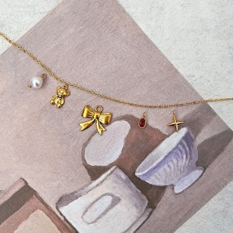 Stainless steel pendant 1 pc/ cherry moon sun love ribbon smiley face lock star pearl pendant for diy jewellery