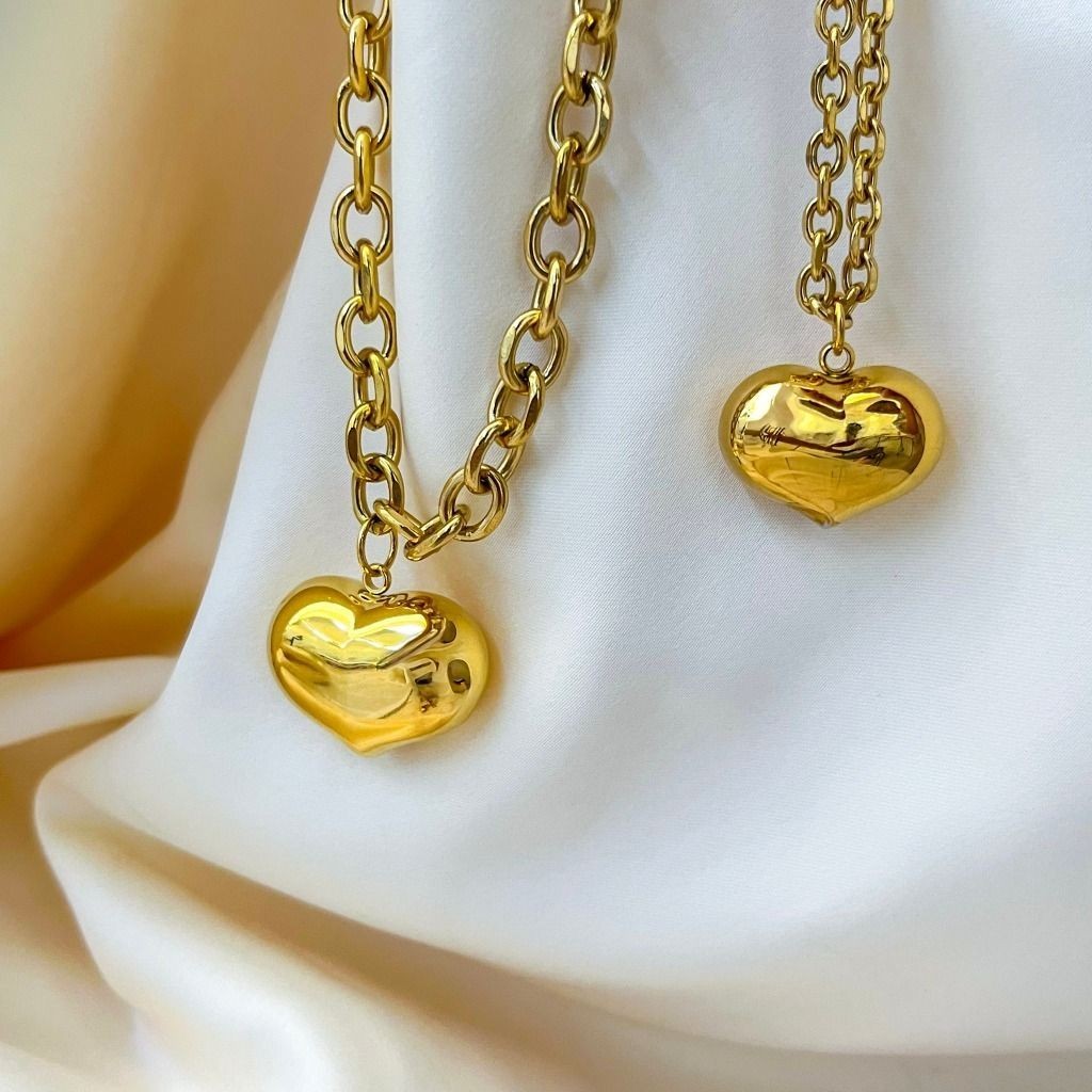 Big love stainless steel gold pendant / DIY pendant jewellery heart shaped love gemok pendant love necklace diy