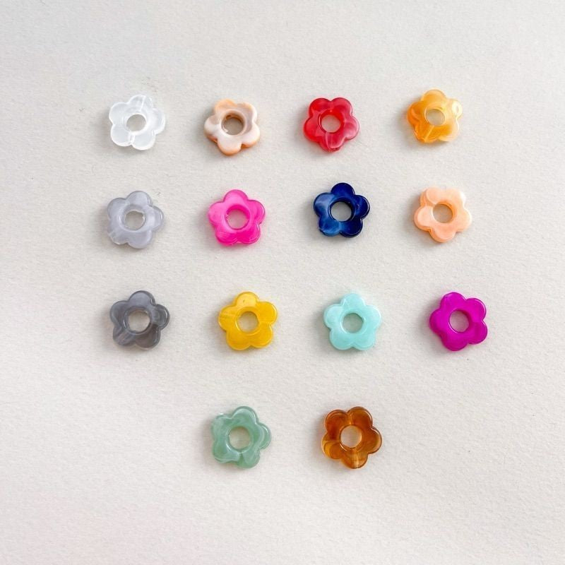 Arcylic flower pendant beads 10pcs per pack/ Colourful flower for diy jewellery