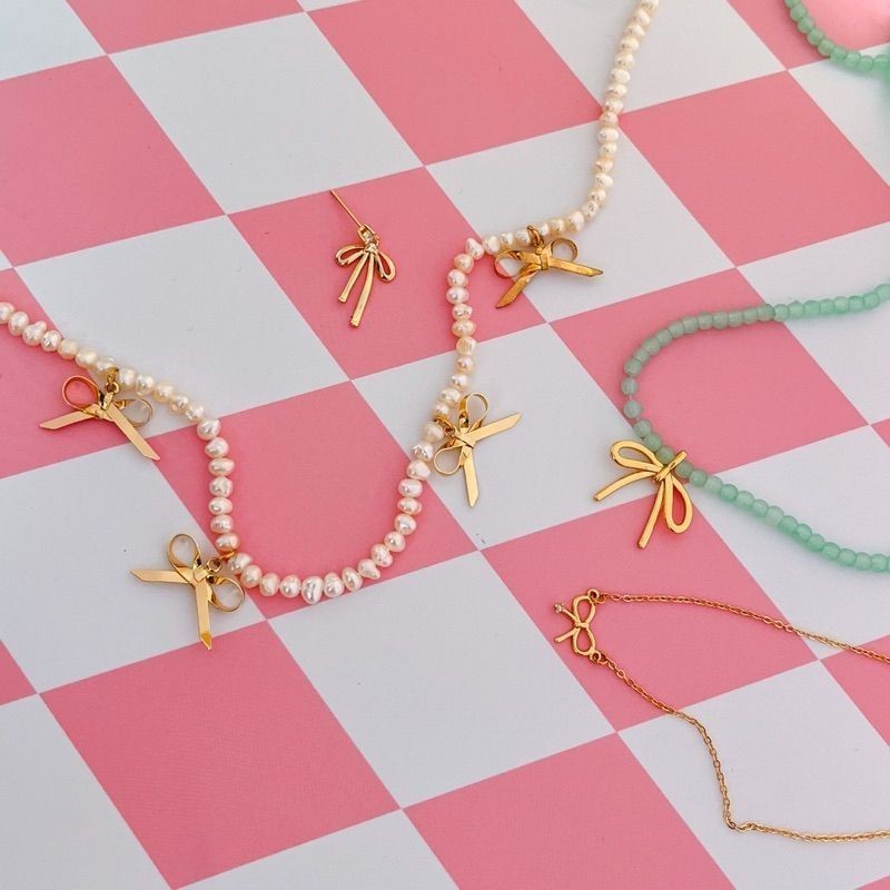 14k gold ribbon bow pendant - real gold plating