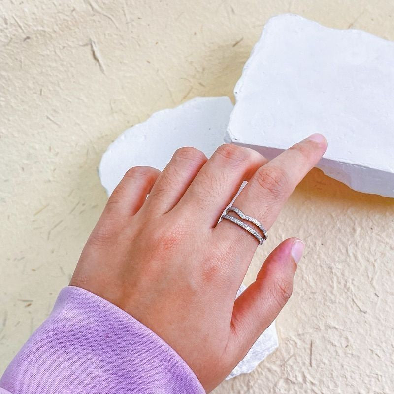 Stainless steel ring plain chunky zirconia stone gold ring silver ring/ Diamond ring