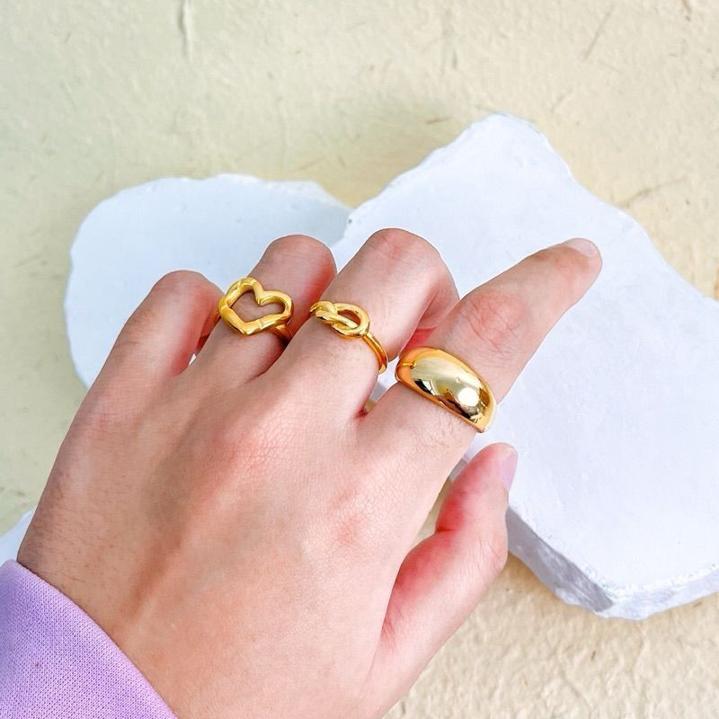 Stainless steel ring plain chunky zirconia stone gold ring silver ring/ Diamond ring