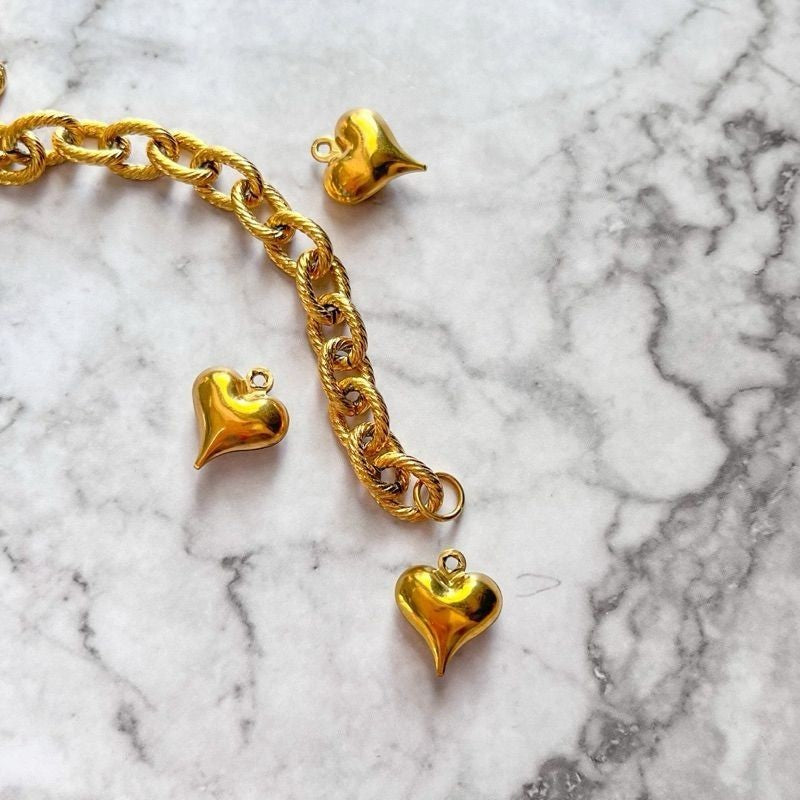 Gold stainless steel love pendant 3x /  hollow heart shape