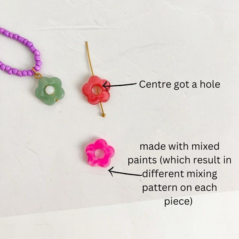 Arcylic flower pendant beads 10pcs per pack/ Colourful flower for diy jewellery