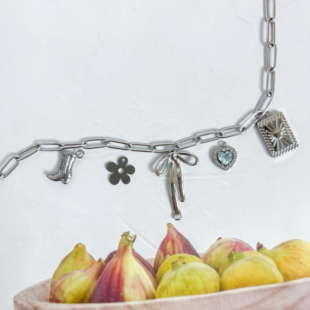 Stainless Steel Pendant 1 pc/ love pink blue ribbon infinity boot lock flower for necklaces and bracelets