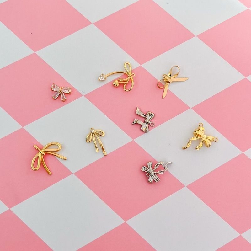 14k gold ribbon bow pendant - real gold plating