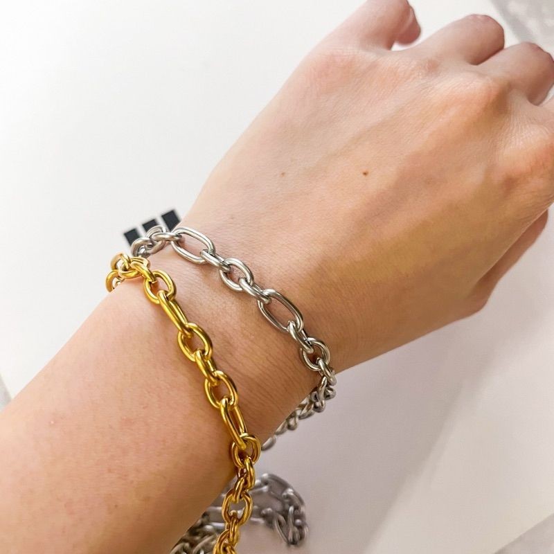 [DIY Chain] Stainless steel thick Elongated 3 oval chain for diy/ gold chain