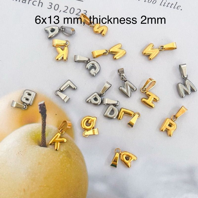 Stainless steel puff bubble letter initial pendant/ gold letter pendant jewellery accessories necklace alphabet letter