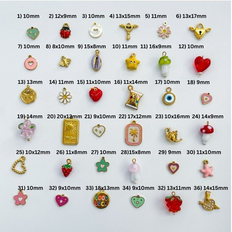 Stainless steel pendant 1 pc/ flower love pink mushroom strawberry star lock key sun teapot red heart evil eye butterfly