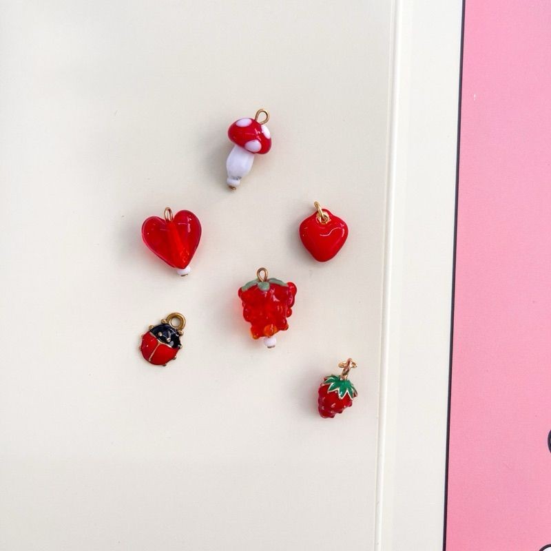 Stainless steel pendant 1 pc/ flower love pink mushroom strawberry star lock key sun teapot red heart evil eye butterfly