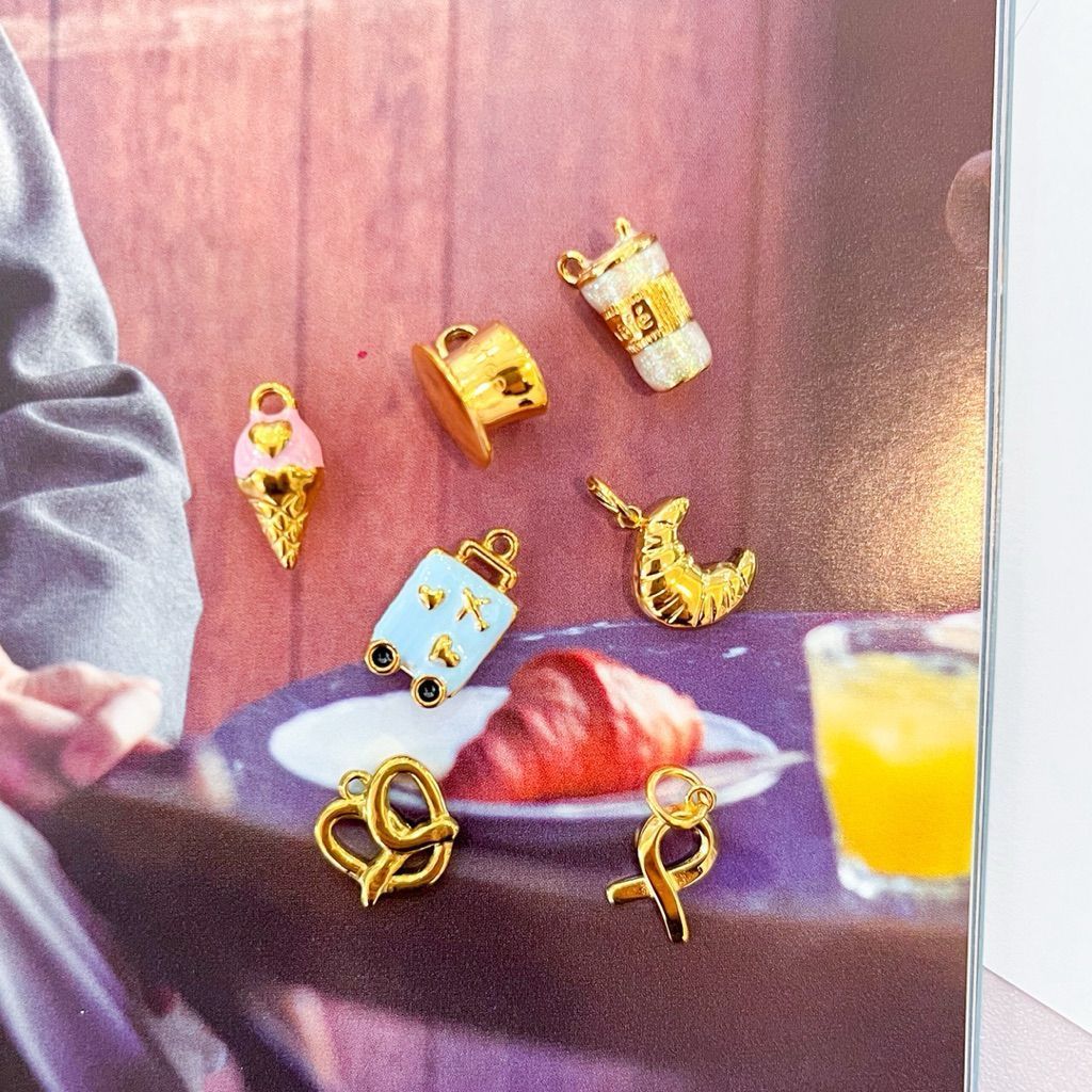 Stainless steel charm butterfly  flowers love heart candy lock key croissant pastel pendant diy jewelry bracelet necklac