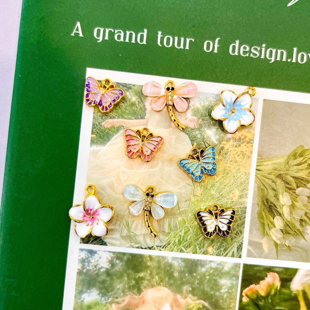 Stainless steel charm cat flower dragonfly butterfly ribbon sandal clover pendant diy jewelry bracelet necklace 1pc