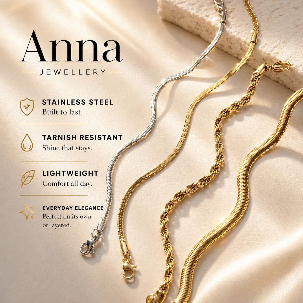 Snake Chain Bracelet/ Stainless Steel/ Rope Chain Bracelet - Stainless Steel