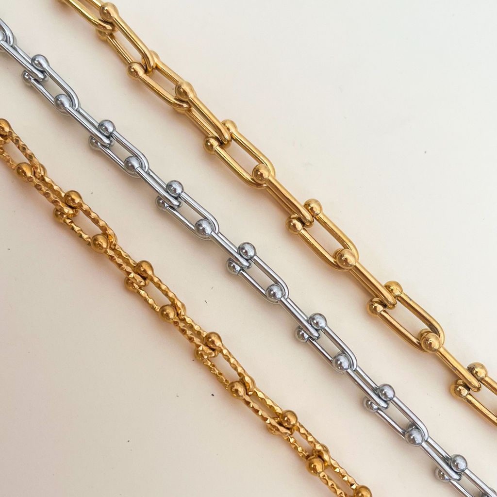 Stainless steel Bulky U link chain for diy accessories gold jewellery materials