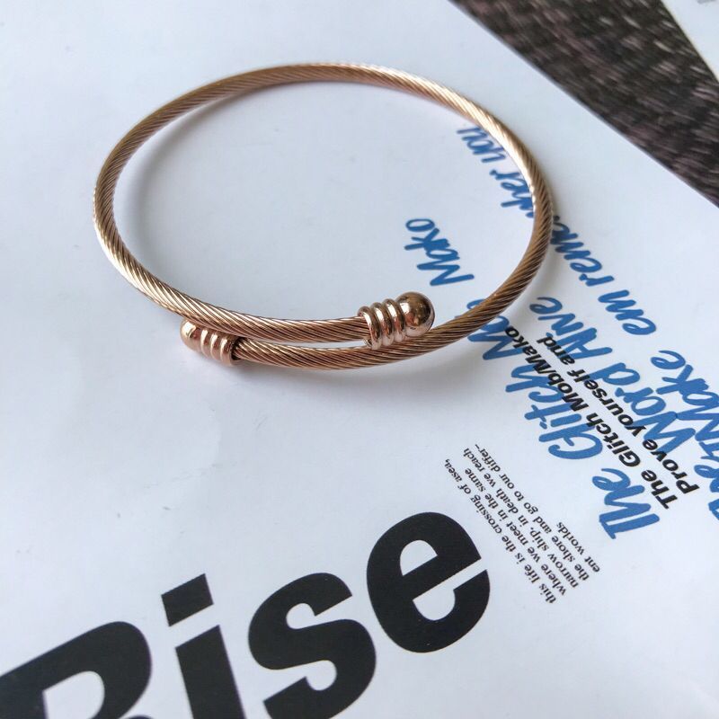 Free size bangle - Stainless steel with stopper beads