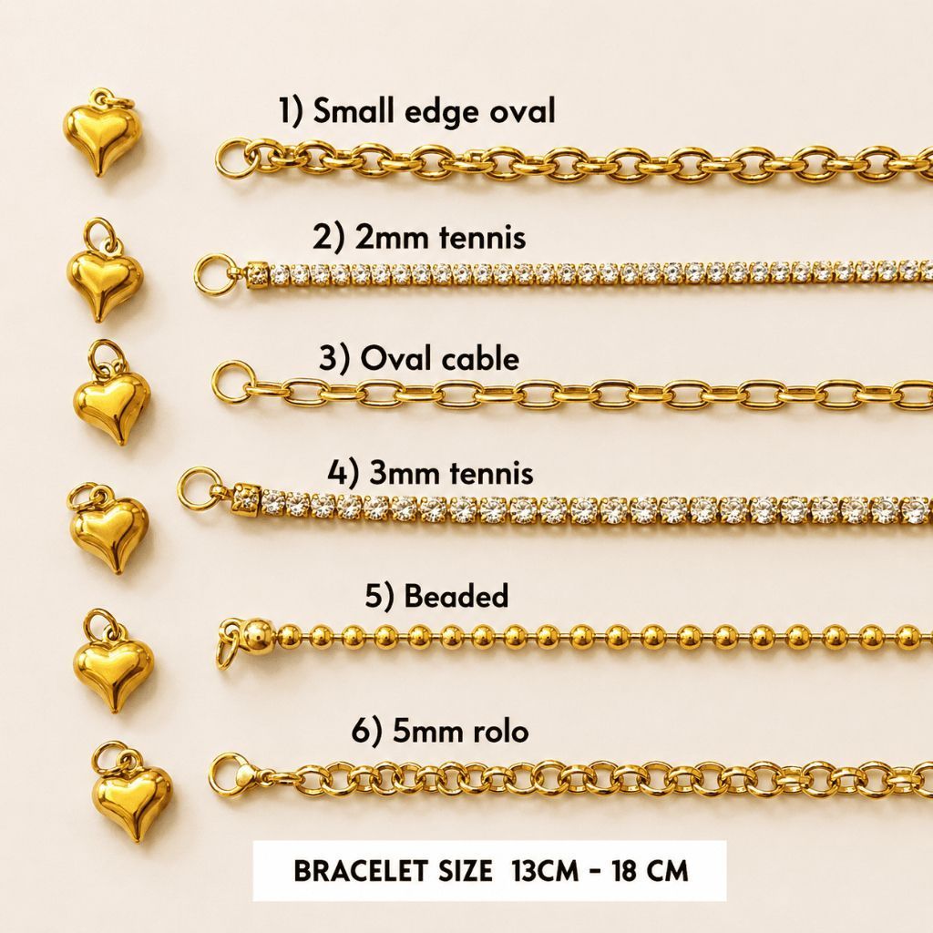 SERIES 2 - [Ready Bracelet] stainless steel tennis bracelet with love charm/ love bracelet classic gelang paperclip