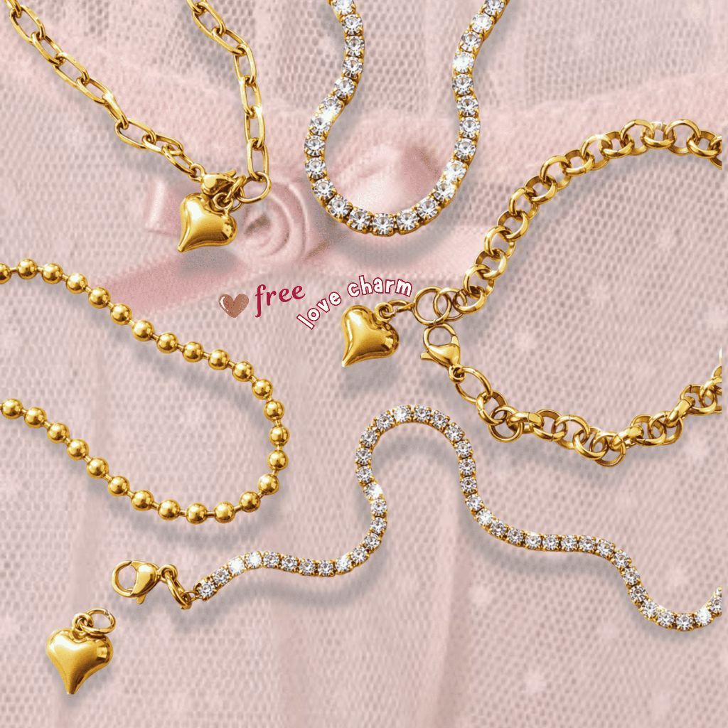 SERIES 2 - [Ready Bracelet] stainless steel tennis bracelet with love charm/ love bracelet classic gelang paperclip