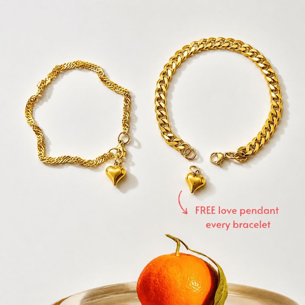 SERIES 2 - [Ready Bracelet] stainless steel tennis bracelet with love charm/ love bracelet classic gelang paperclip