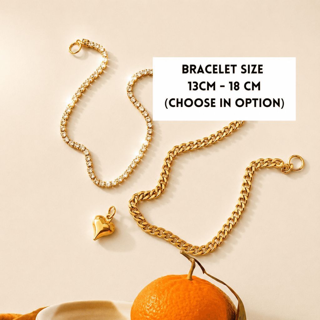 SERIES 2 - [Ready Bracelet] stainless steel tennis bracelet with love charm/ love bracelet classic gelang paperclip