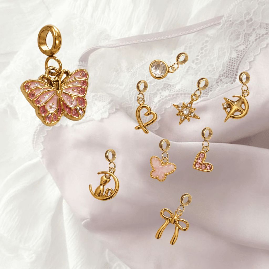 Stainless steel pndora charms with hoop 30 designs/ stopper love pendants butterfly pretzel ribbon