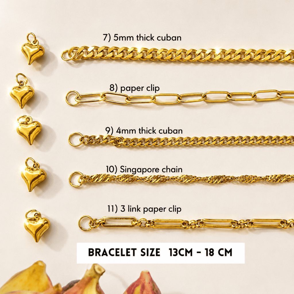 SERIES 2 - [Ready Bracelet] stainless steel tennis bracelet with love charm/ love bracelet classic gelang paperclip