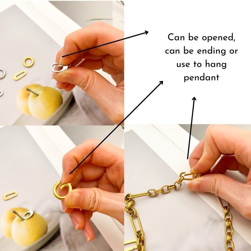Snapbail with hook/ Round stacker clasp/ Rectangle clasp ending - stainless steel