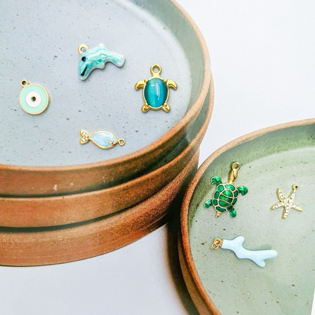 Stainless steel sea pendant 1 pc/ beach sea creature shells crab starfish  gold turtle lobster dolphin for necklaces
