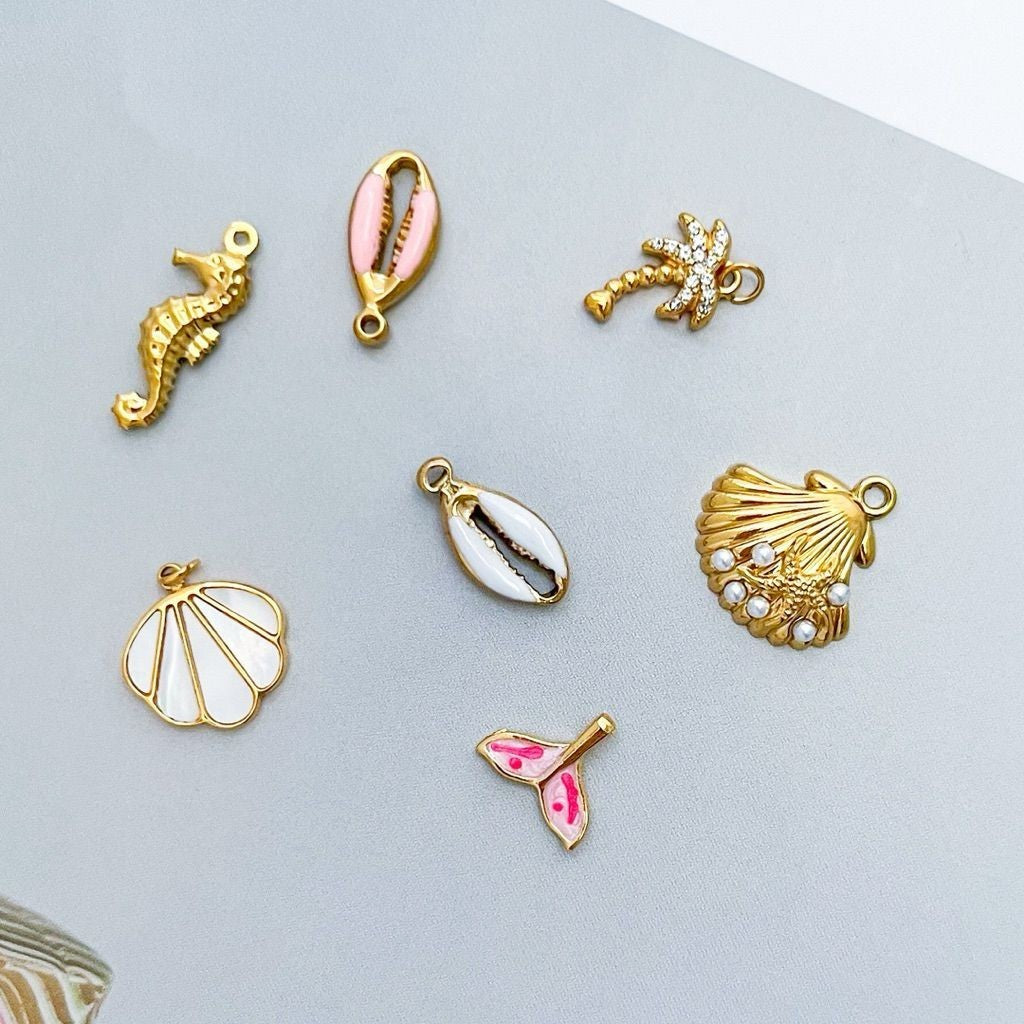 Stainless steel sea pendant 1 pc/ beach sea creature shells crab starfish  gold turtle lobster dolphin for necklaces