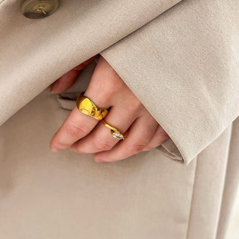 Stainless steel ring 1 pc/ double line wave ring tiff. hardware link ring