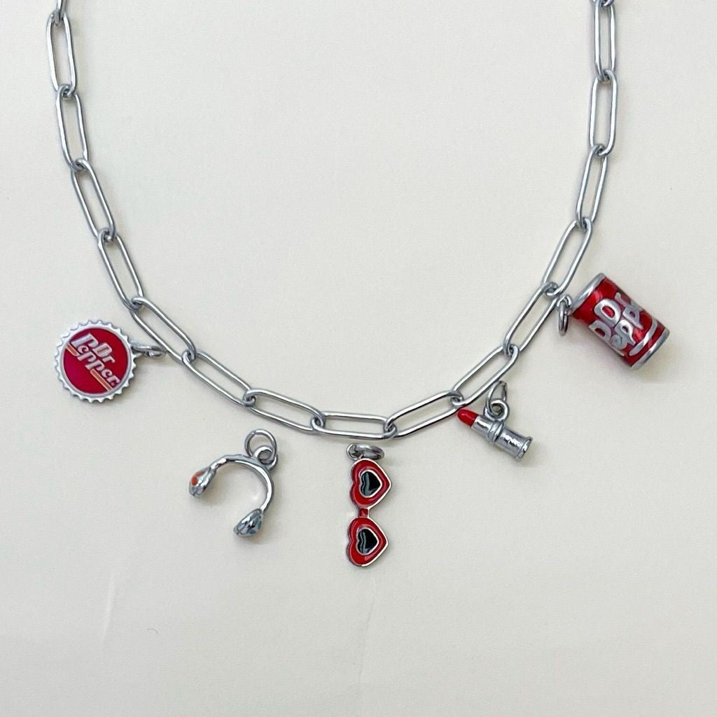 Stainless steel 1 pc/ pink blue white heart Dr Pepper airplane rainbow pizza cupcake ribbon sunglasses