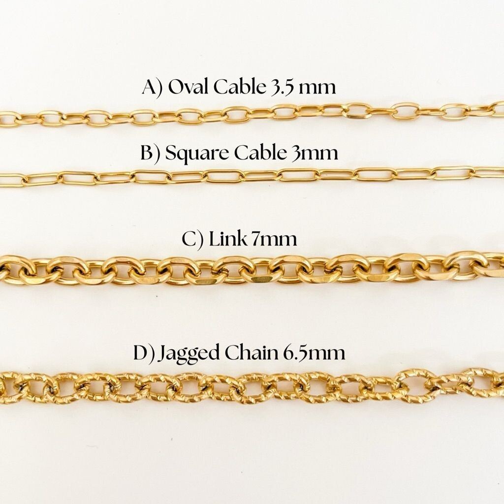 [DIY CHAIN] Stainless steel gold chain DIY bracelet necklace no ending/ Oval Cable/ Square cable/ Link/ Jagged chain