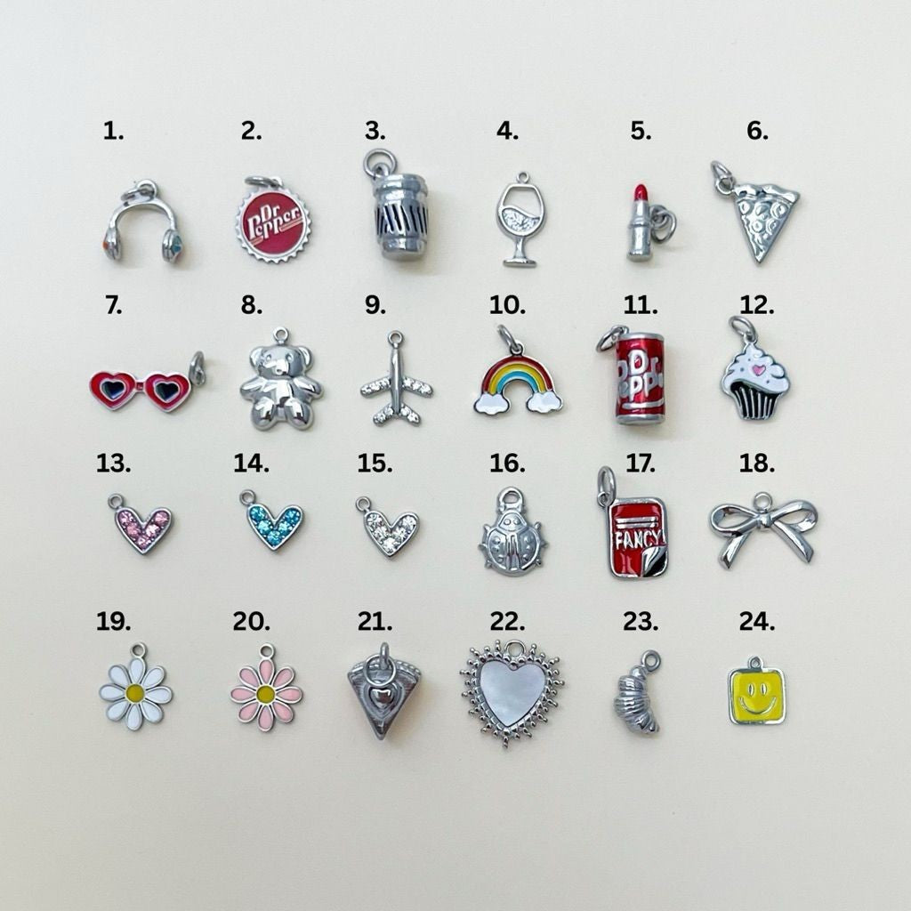 Stainless steel 1 pc/ pink blue white heart Dr Pepper airplane rainbow pizza cupcake ribbon sunglasses